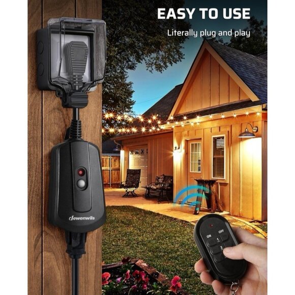 Outdoor Indoor Wireless Remote Control Outlet Kit, Waterproof  Electrical Plug - Picture 6 of 7